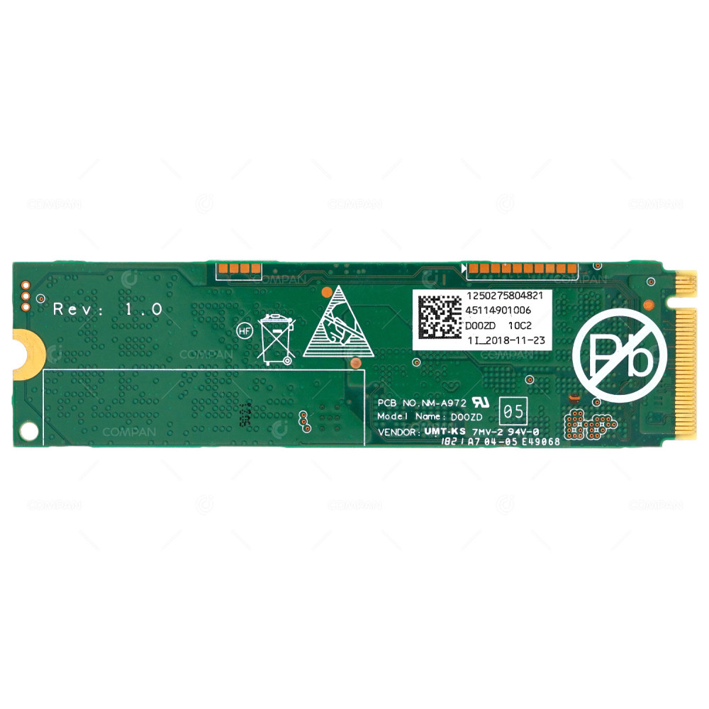 00UP707  LENOVO 512GB M.2 22809 PCIE 3.0 X4 NVME SSD